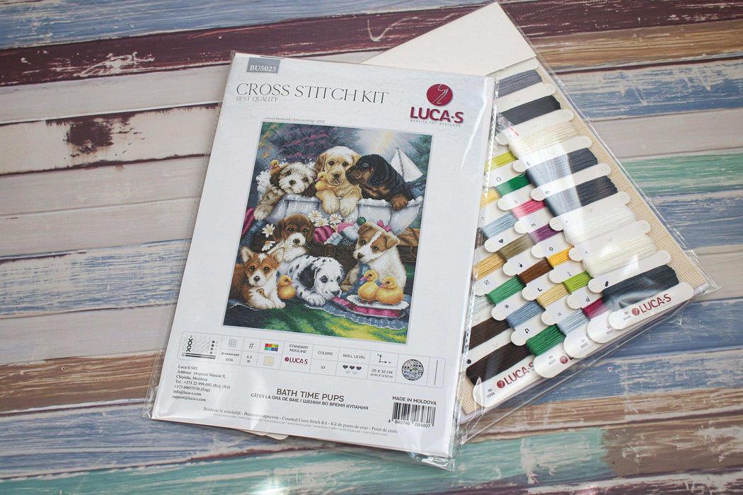 Cross Stitch Kit Luca-S - Bath Time Pups, BU5025 Cross Stitch Kits - HobbyJobby