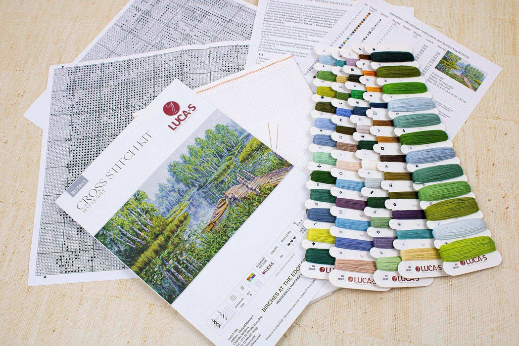 Cross Stitch Kit Luca-S - Birches at the edge of the lake, BU5012 Cross Stitch Kits - HobbyJobby