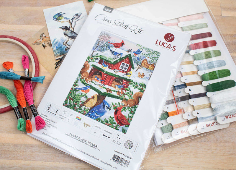 Cross Stitch Kit Luca-S - Blissful Bird Feeder, B2417 Cross Stitch Kits - HobbyJobby