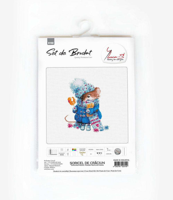 Cross Stitch Kit Luca-S - Christmas Mouse, B1168 - HobbyJobby