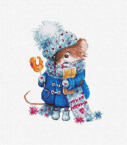 Cross Stitch Kit Luca-S - Christmas Mouse, B1168 - HobbyJobby