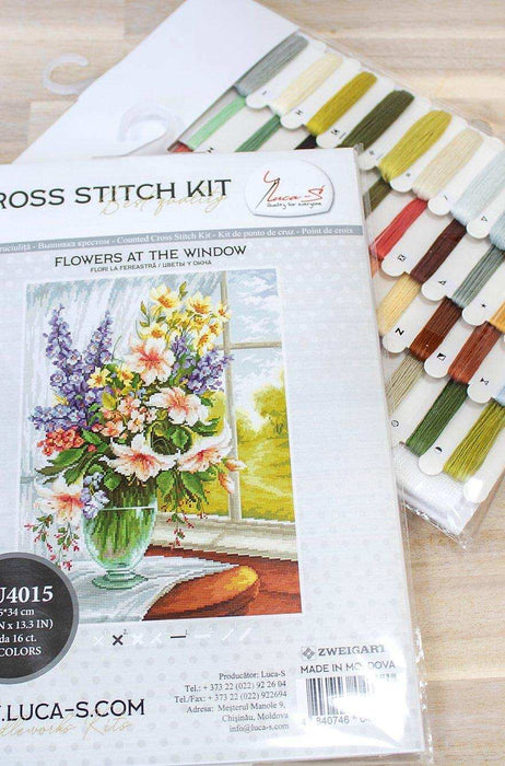 Cross Stitch Kit Luca-S - Flowers by the window, BU4015 - HobbyJobby