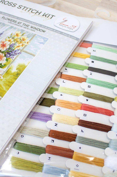 Cross Stitch Kit Luca-S - Flowers by the window, BU4015 - HobbyJobby