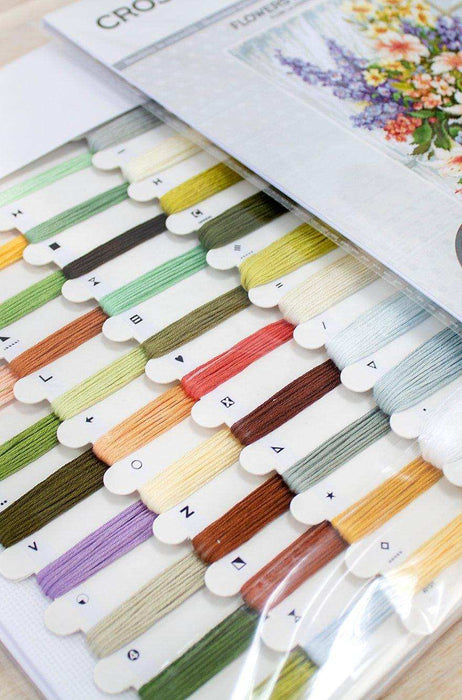 Cross Stitch Kit Luca-S - Flowers by the window, BU4015 - HobbyJobby
