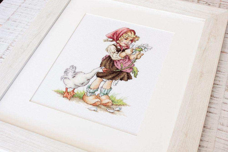 Cross Stitch Kit Luca-S - Girl with the goose, B1047 - Luca-S
