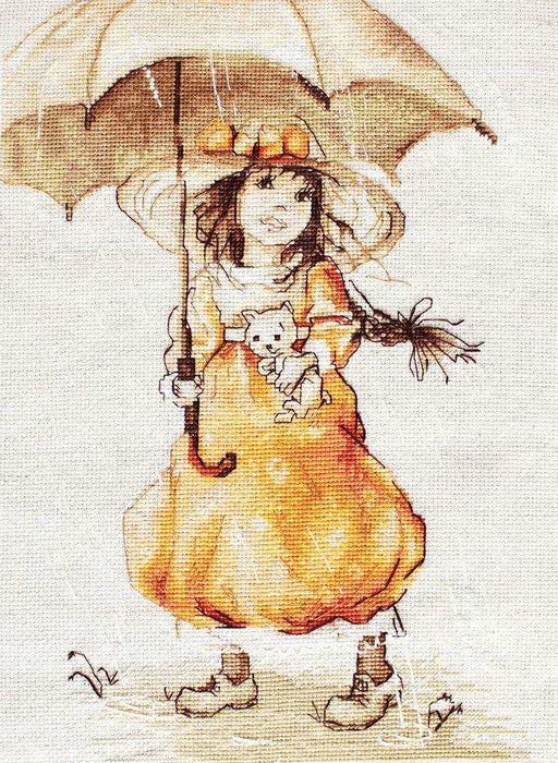 Cross Stitch Kit Luca-S - Girl with Umbrella, B1065 Cross Stitch Kits - HobbyJobby
