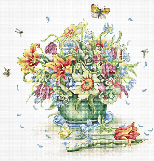 Cross Stitch Kit Luca-S Gold - April Bouquet - HobbyJobby