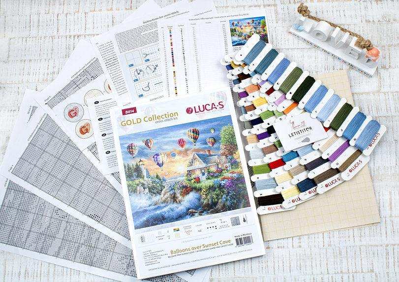 Cross Stitch Kit Luca-S Gold - Balloons over Sunset Cove - HobbyJobby