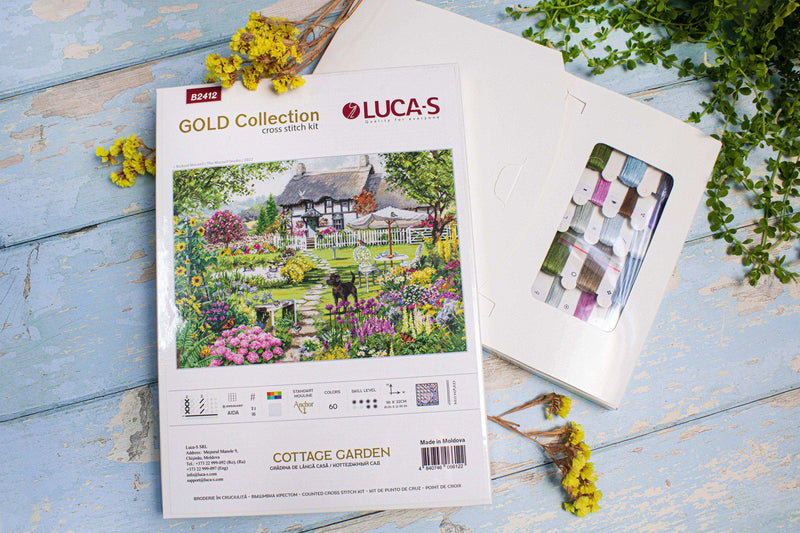 Cross Stitch Kit Luca-S GOLD - Cottage Garden, B2412 Cross Stitch Kits - HobbyJobby
