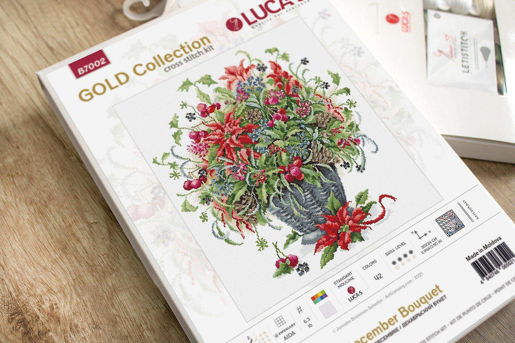Cross Stitch Kit Luca-S Gold - December Bouquet - HobbyJobby