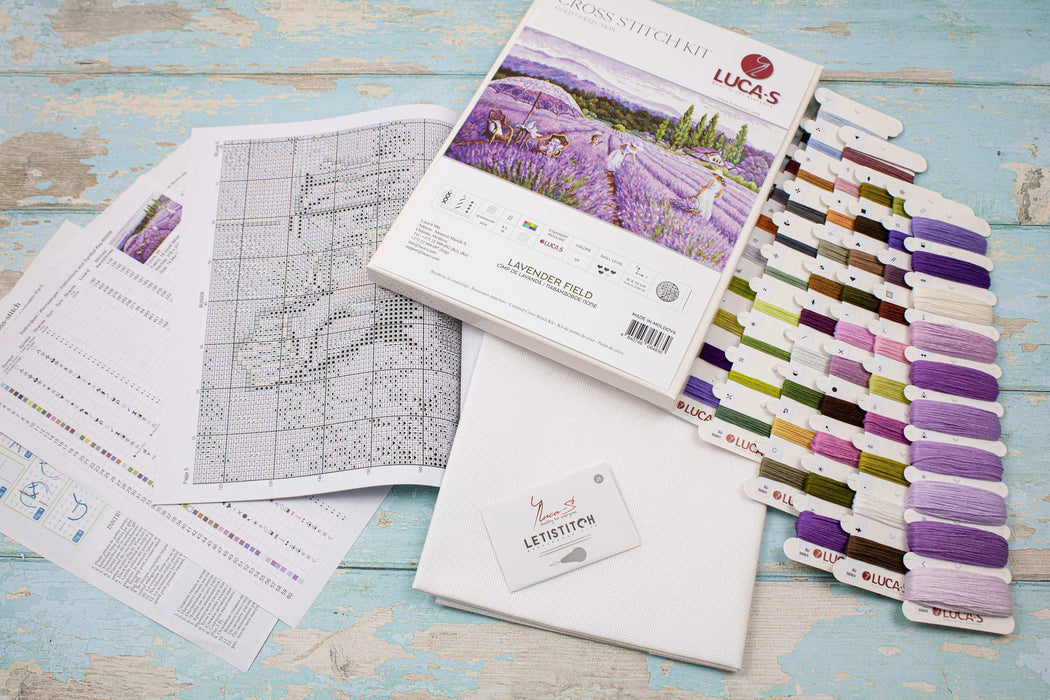 Cross Stitch Kit Luca-S GOLD - Lavender Field, BU5008 Cross Stitch Kits - HobbyJobby