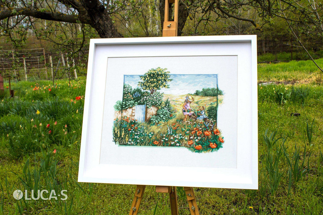 Cross Stitch Kit Luca-S - Landscape with poppies, BU4013 - HobbyJobby