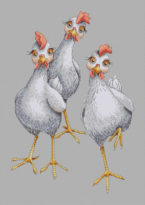 Cross Stitch Kit Luca-S - My chickens, CD004 Cross Stitch Kits - HobbyJobby