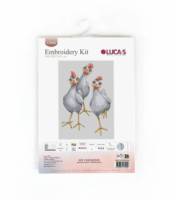 Cross Stitch Kit Luca-S - My chickens, CD004 Cross Stitch Kits - HobbyJobby