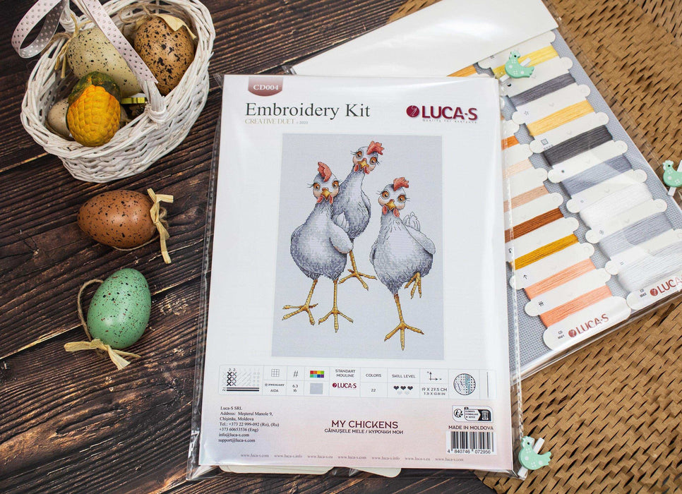 Cross Stitch Kit Luca-S - My chickens, CD004 Cross Stitch Kits - HobbyJobby