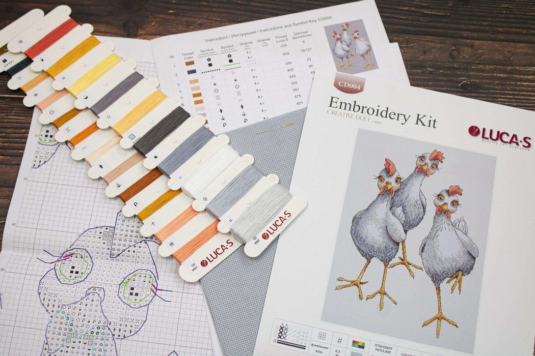 Cross Stitch Kit Luca-S - My chickens, CD004 Cross Stitch Kits - HobbyJobby