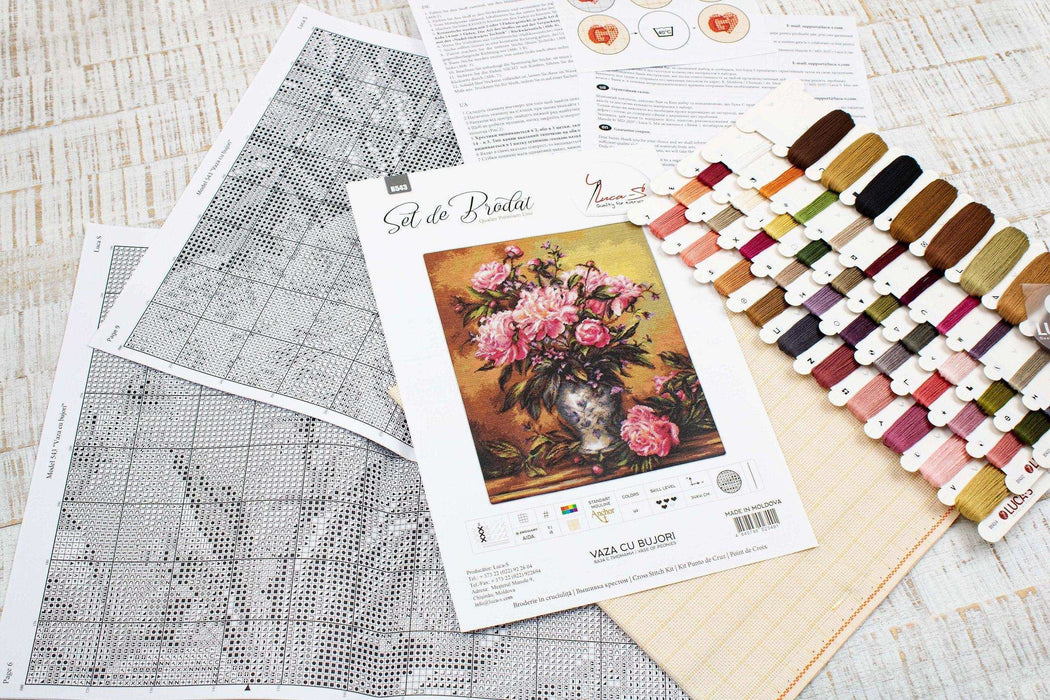 Cross Stitch Kit Luca-S - Peonies Vase, B543 - Luca-S