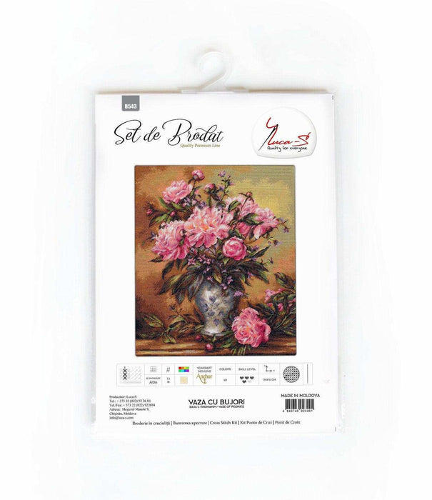 Cross Stitch Kit Luca-S - Peonies Vase, B543 - Luca-S