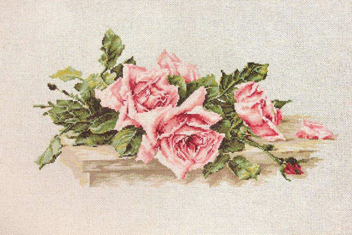 Cross Stitch Kit Luca-S - Pink Roses Cross Stitch Kits - HobbyJobby