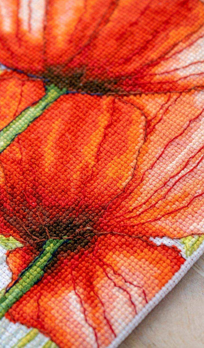 Cross Stitch Kit Luca-S - Poppies and Butterflies, BU4018 - HobbyJobby