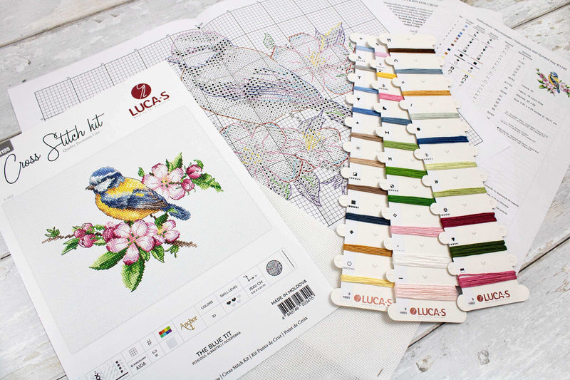Cross Stitch Kit Luca-S - The blue tit, B1195 Cross Stitch Kits - HobbyJobby