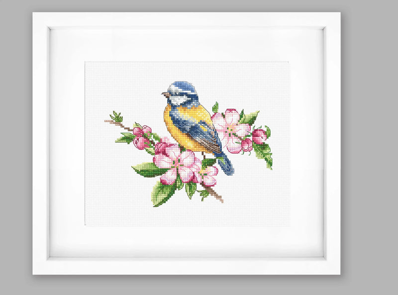 Cross Stitch Kit Luca-S - The blue tit, B1195 Cross Stitch Kits - HobbyJobby