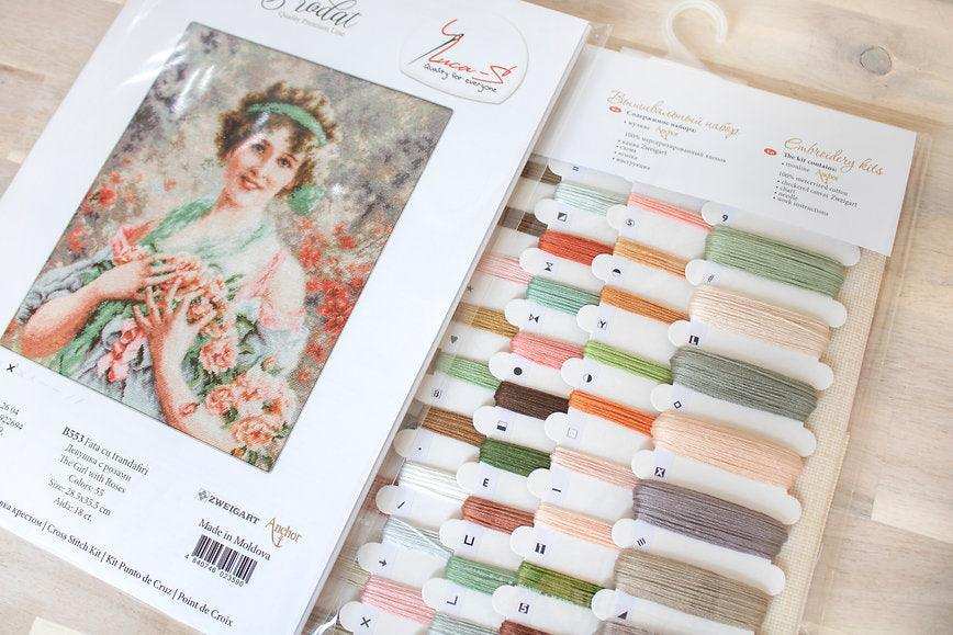 Cross Stitch Kit Luca-S - The girl with the roses, B553 - Luca-S