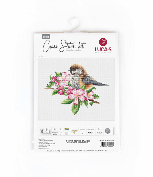 Cross Stitch Kit Luca-S - The tit on the branch, B1194 Cross Stitch Kits - HobbyJobby