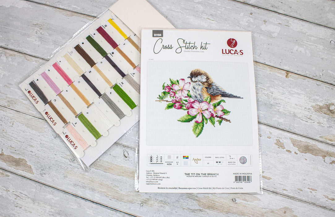 Cross Stitch Kit Luca-S - The tit on the branch, B1194 Cross Stitch Kits - HobbyJobby
