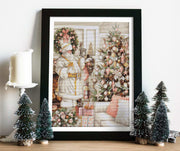 Cross Stitch Kit Luca-S - White Santa With Christmas Tree, BU5019 Cross Stitch Kits - HobbyJobby