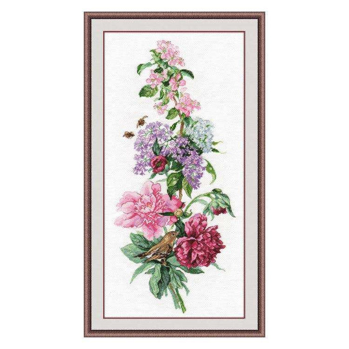 Cross Stitch Kit Oven - Flower Composition. Peonies Oven Cross Stitch Kits - HobbyJobby