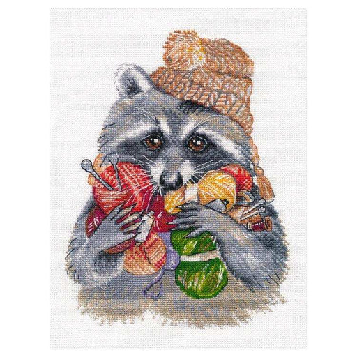 Cross Stitch Kit Oven - Raccoon needleworker, S1474 Oven Cross Stitch Kits - HobbyJobby