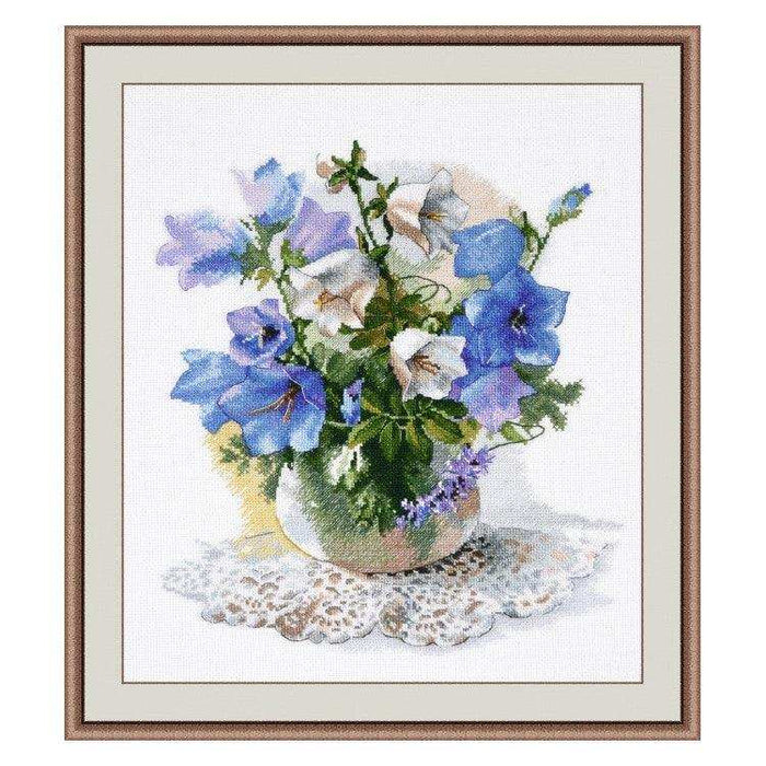 Cross Stitch Kit Oven - Sky-Blue Bellflower Ringing Oven Cross Stitch Kits - HobbyJobby