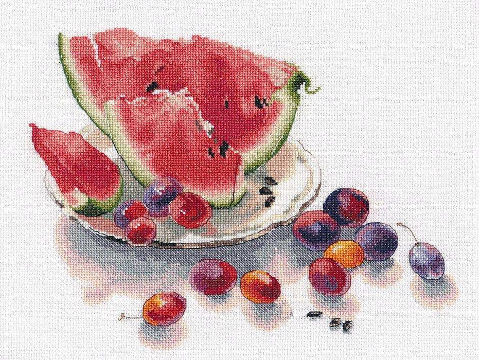 Cross Stitch Kit Oven - Still life with Watermelon Oven Cross Stitch Kits - HobbyJobby