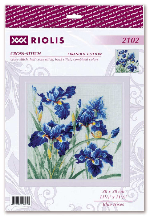 Cross Stitch Kit Riolis - Blue Irises, 2102 Cross Stitch Kits - HobbyJobby
