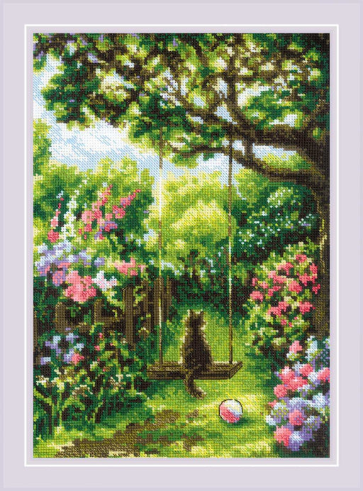 Cross Stitch Kit Riolis - Garden Swing, 2114 Cross Stitch Kits - HobbyJobby