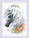 Cross Stitch Kit Riolis - White Mane and Roses, R1804 Cross Stitch Kits - HobbyJobby