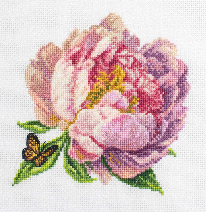 Cross Stitch Kit with Hoop Included Luca-S - BC206 ’’Rozella’’ Peony Cross Stitch Kits - HobbyJobby