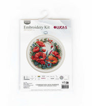Cross Stitch Kit with Hoop Included Luca-S - Composition With Poppies, BC209 Cross Stitch Kits - HobbyJobby