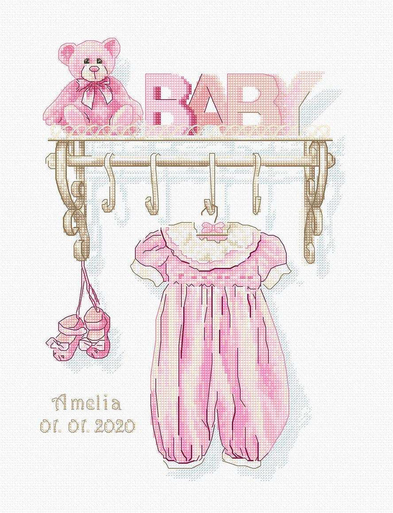 Cross Stitch Luca-S - Baby girl birth, B1175 - HobbyJobby