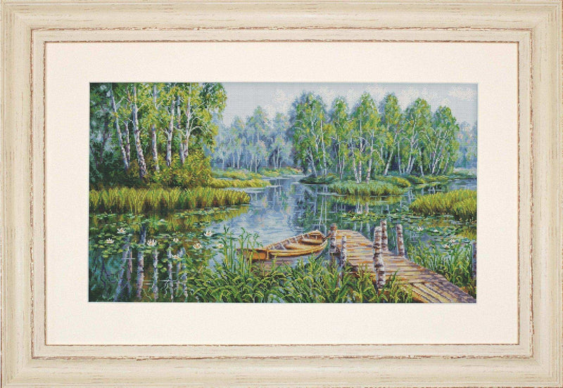 Cross Stitch Pattern Luca-S - Birches at the edge of the lake, P5012 - HobbyJobby