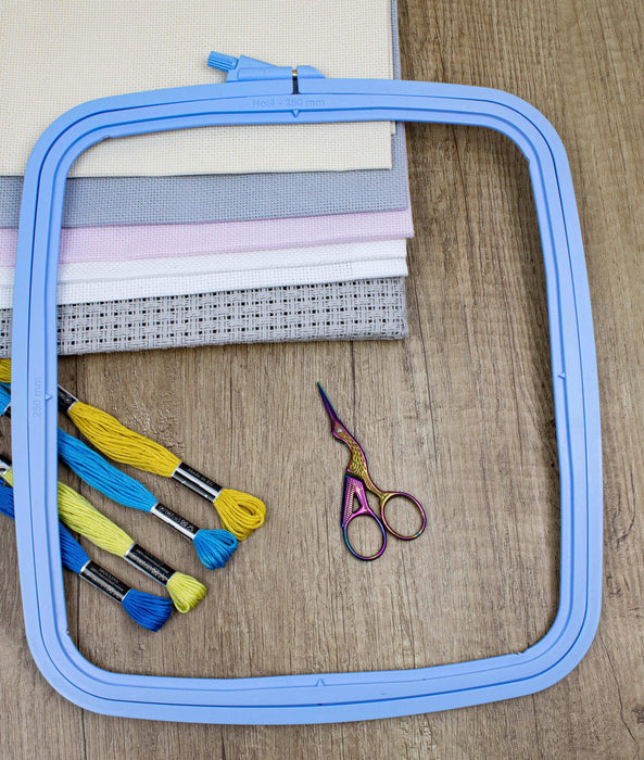 Cross Stitch Square Hoop, Blue - Nurge Embroidery Hoop Hoops - HobbyJobby