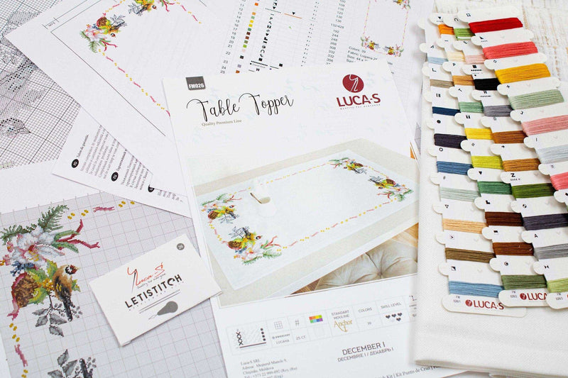 Table Topper - Cross Stitch Kit Table Cloth, FM026 Tablecloth Kits - HobbyJobby