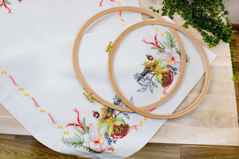 Table Topper - Cross Stitch Kit Table Cloth, FM026 Tablecloth Kits - HobbyJobby